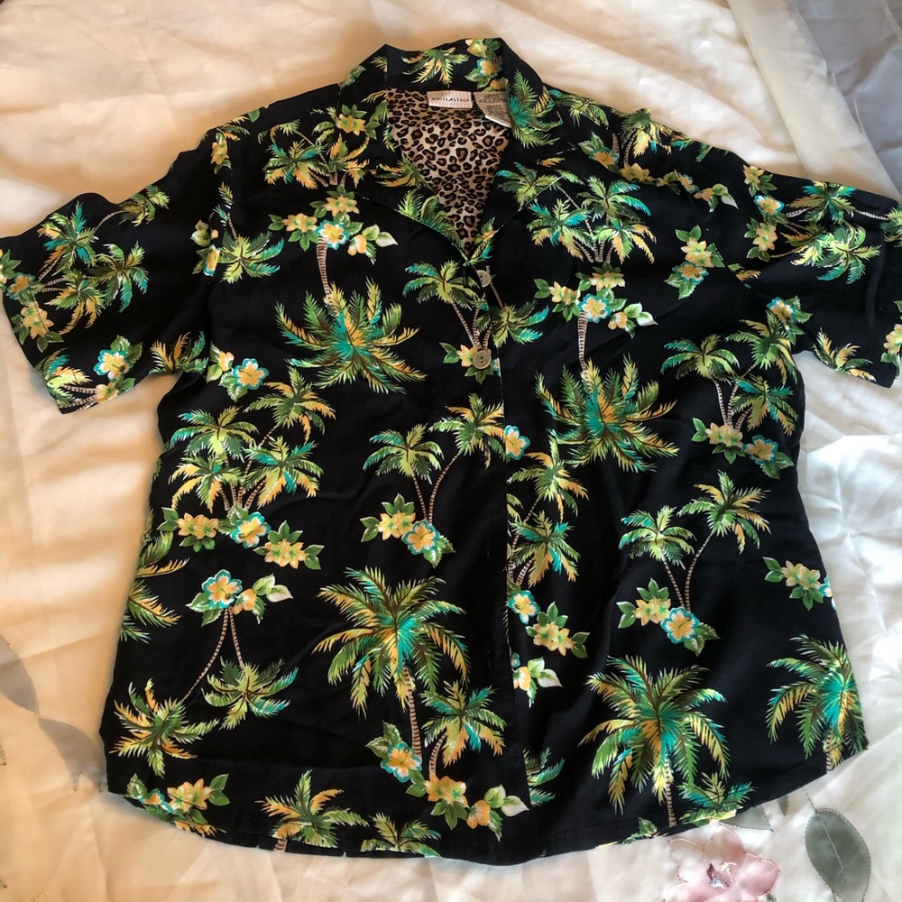 White tag two pieces set, trópical green/cheetah pattern